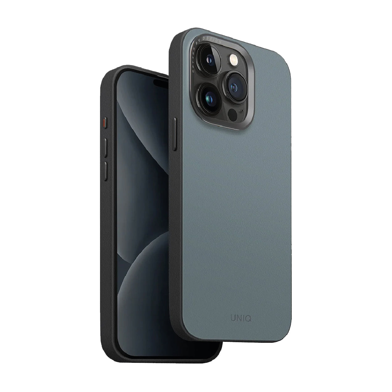 Uniq iPhone 15 Pro Lyden Leather Case Washed | Blue/Black Uniq iPhone 15 Pro Lyden Leather Case Washed | Blue/Black